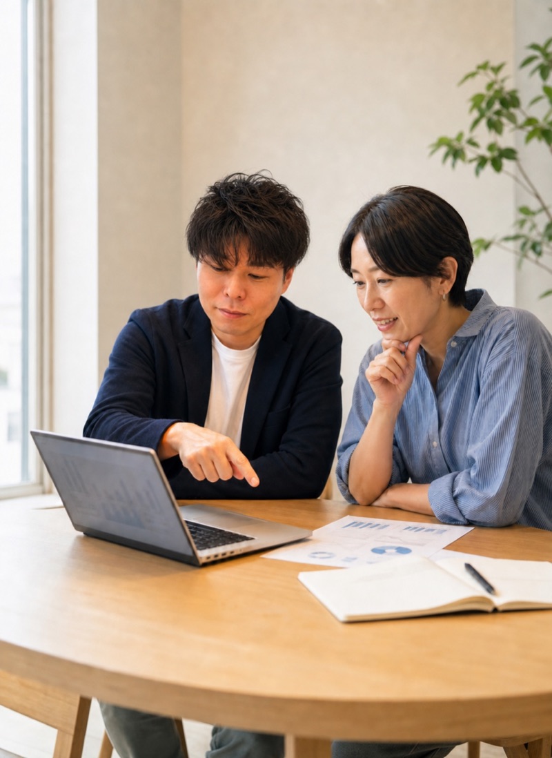 棚網義幸が事業者とWebサイトの改善方針を確認している様子